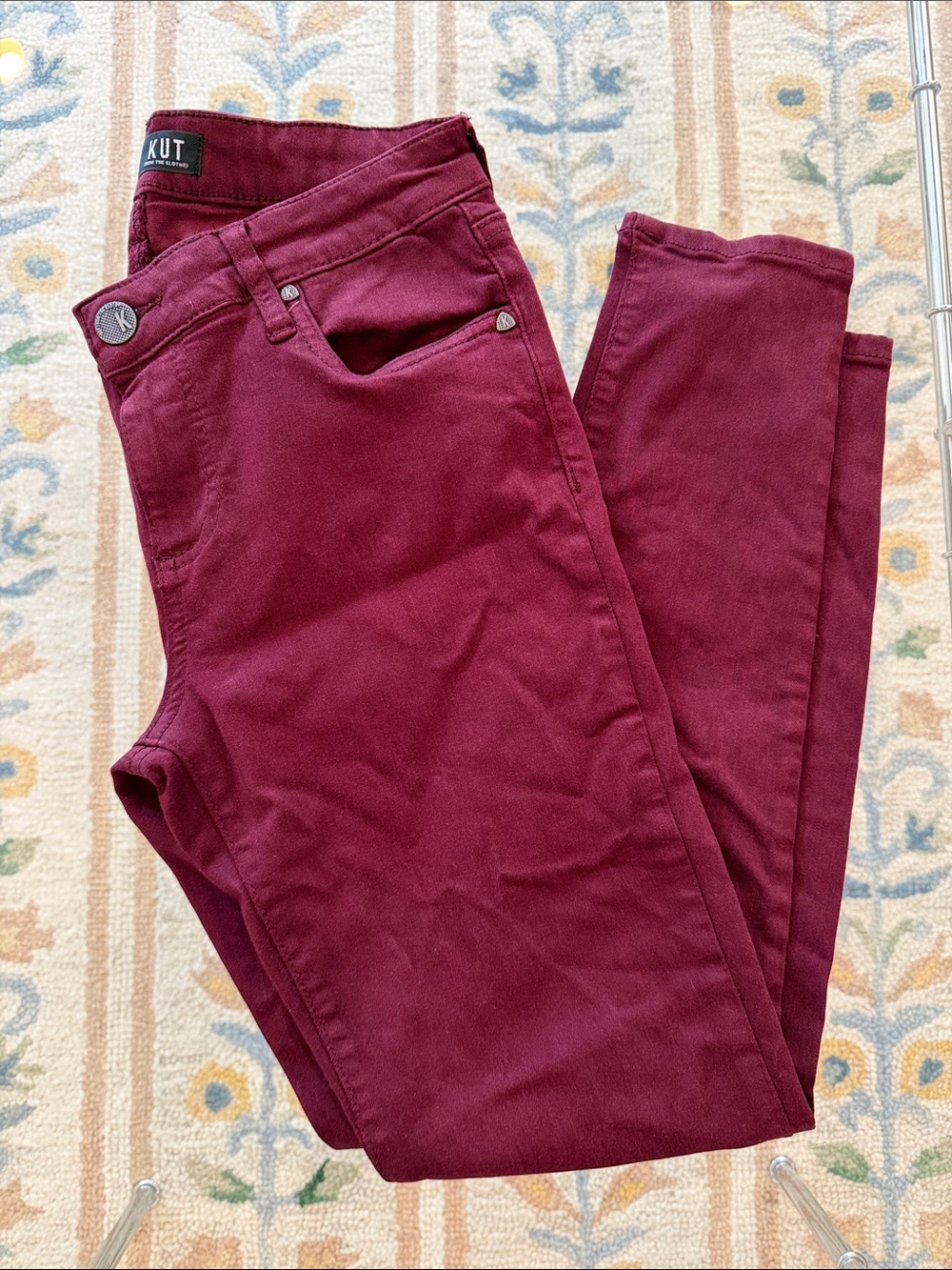 Kut from the Kloth Women's Deep Maroon Skinny Jeans